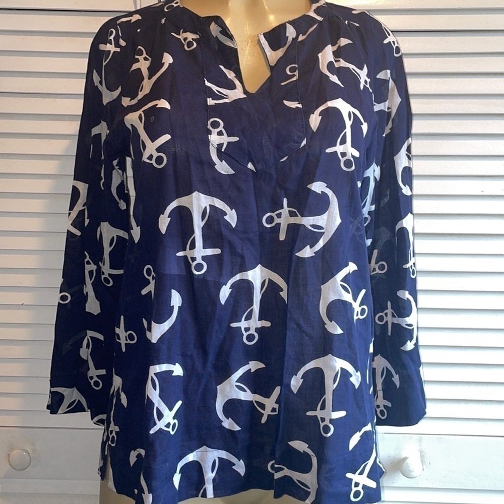 Preppy Girl Palm Beach nautical, anchor, shirt Size S